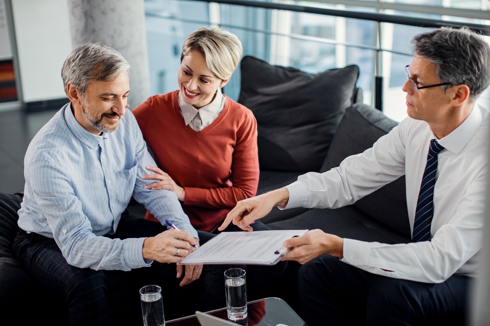 A couple reviewing an insurance plan together